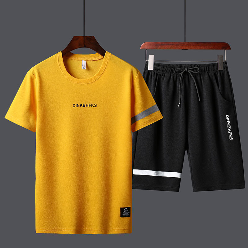 ชุดผู้ชายแบบเร็วแห้ง เสื้อยืดแขนสั้น + กางเกงขาสั้น 4 สี