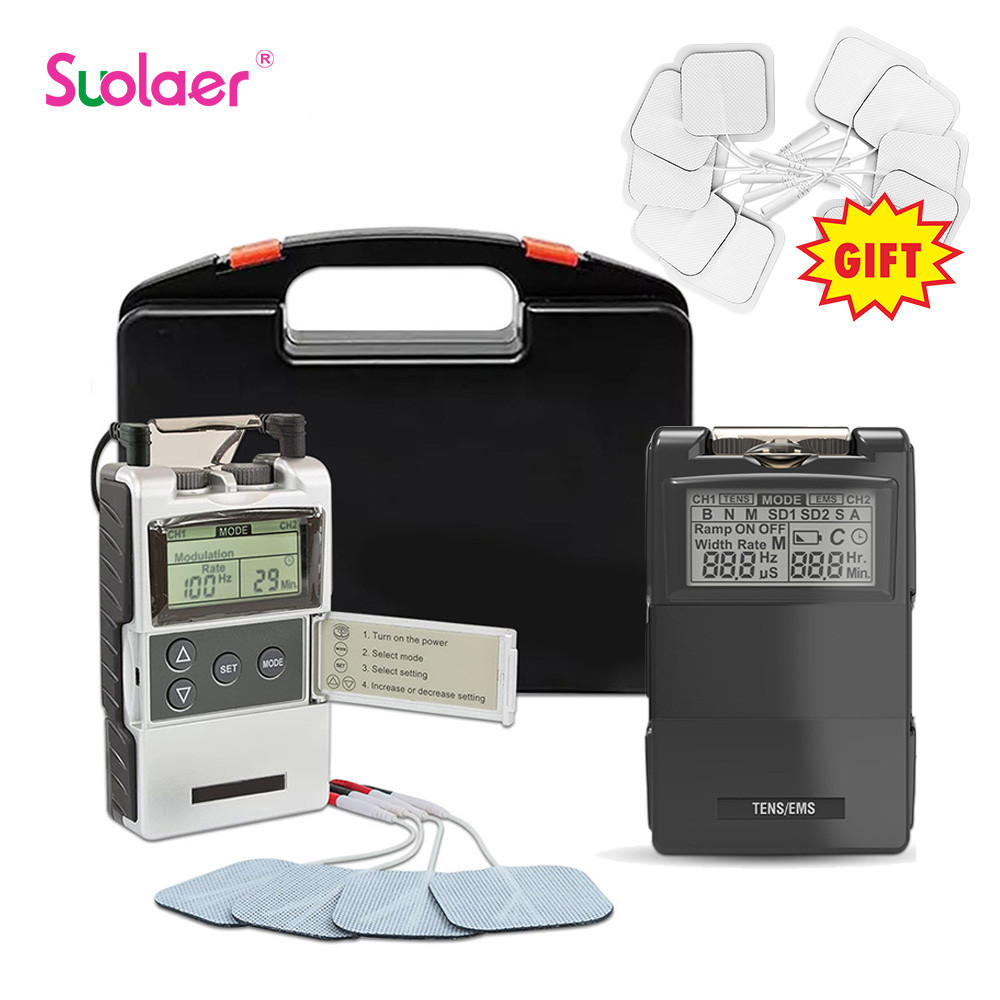 Suolaer เครื่องกระตุ้นกล้ามเนื้อไฟฟ้า Tens หน่วยเครื่องกายภาพบําบัดอิเล็กทรอนิกส์ Pulse Therapy นวด Body นวด Electrostimulator