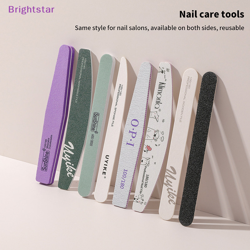 Brightstar 1 ชิ้นผสมเล็บ Care ฟองน้ําขัดกระดาษทรายตะไบเล็บบัฟเฟอร์แถบสองด้านแต่งเล็บเล็บไฟล์ซักผ้าทนทานใหม่