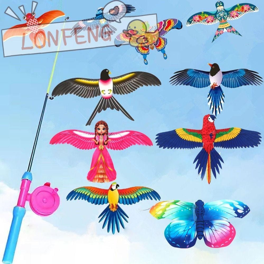 Lonfeng ว่าวนกอินทรีพลาสติก DIY ของเล่นทริปครอบครัวเด็กของขวัญ Flying Bird Kites