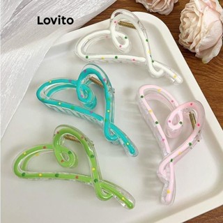 Lovito กิ๊บติดผมผู้หญิง ทรงหัวใจ ลายจุด สไตล์ลำลอง LFA42007
