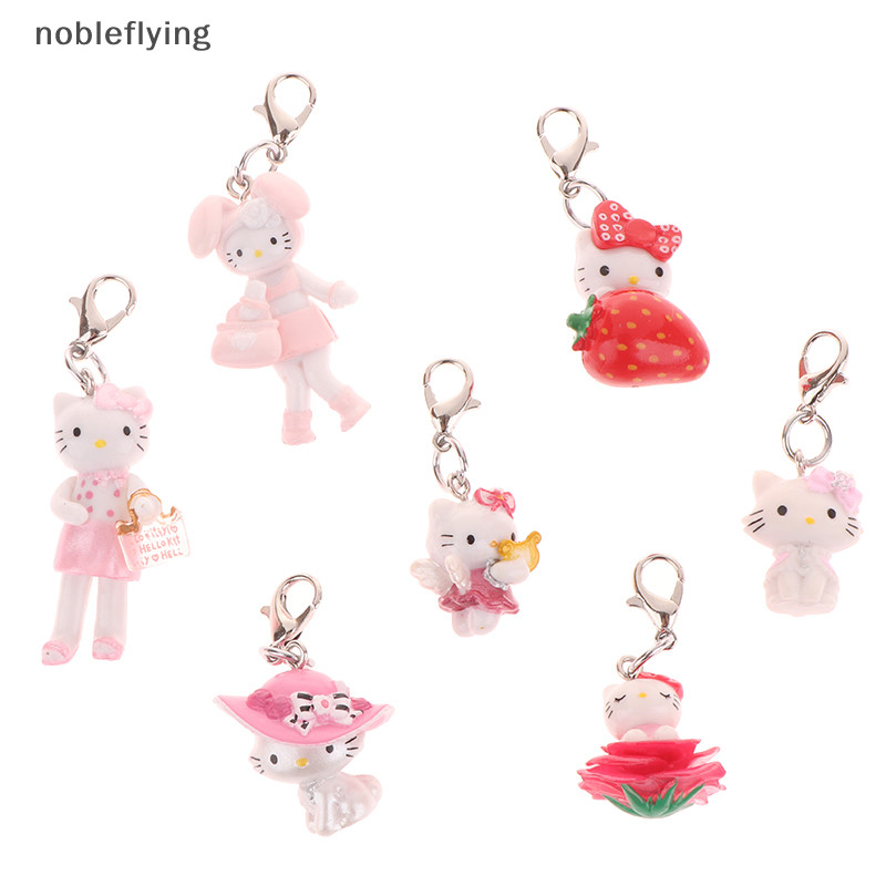 Nf น่ารัก Mini Hello Kitty พวงกุญแจการ์ตูน KT แมวลูกแมวพวงกุญแจน่ารักกระเป๋าจี้หูฟัง Charm Key Holder สําหรับของขวัญเพื่อน nobleflying