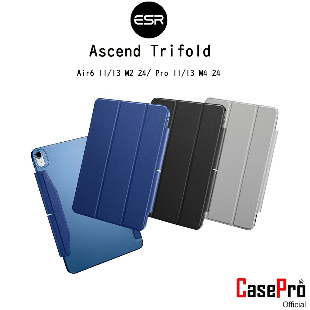 ESR Ascend Trifold เคสฝาพับแบบแม่เหล็กกันกระแทกเกรดพรีเมี่ยม เคสสำหรับ iPad Air 4/5/Air6 11/13 M2 24