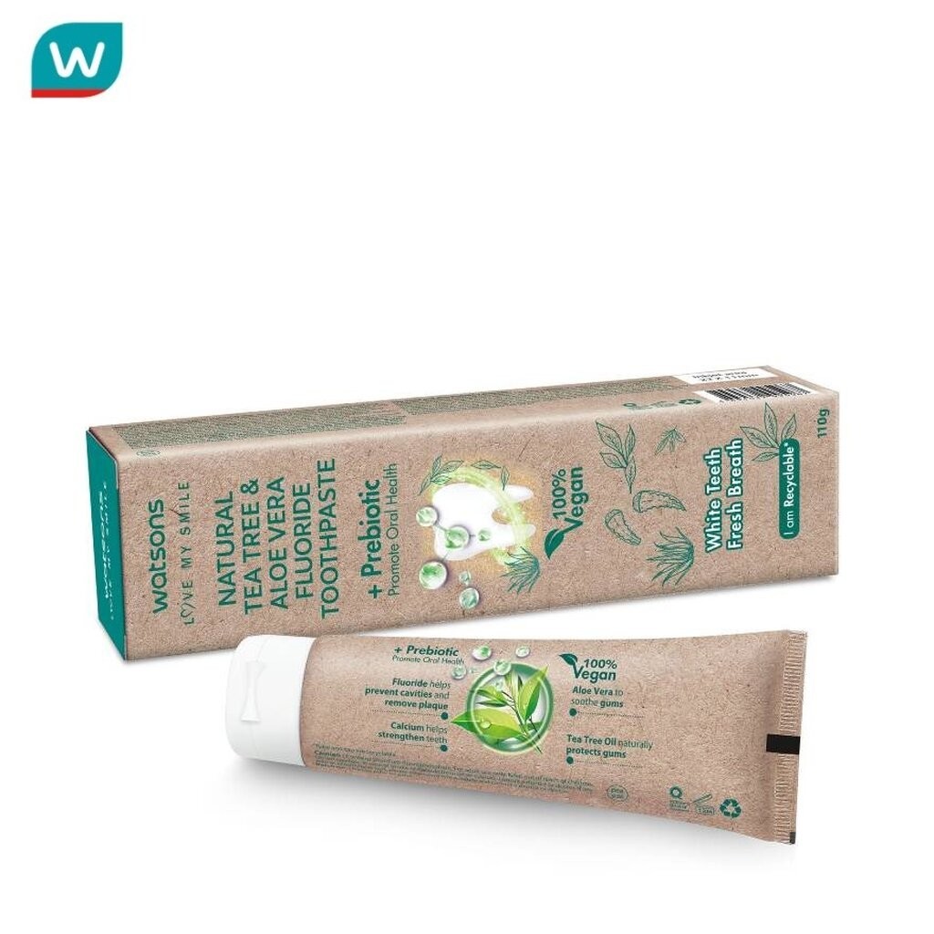 Watsons วัตสัน เนเชอรัล ที ทรี อะโล เวร่า ฟลูออไรด์ ทูธเพสท์ 110 กรัม.