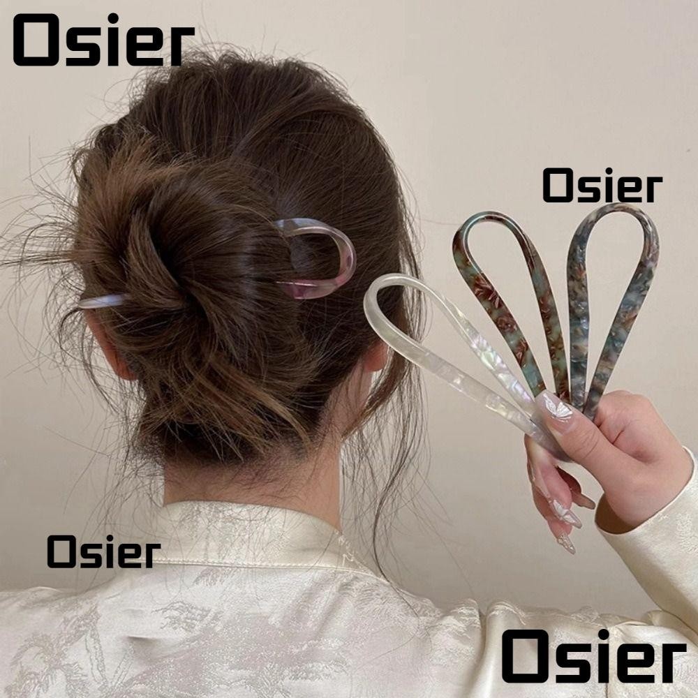 Osier1 Hairpin, เครื่องประดับผม Acetate ส้อมผม, ทรงผมเครื่องมือ Headwear การออกแบบเรขาคณิต U-Shaped Hair Sticks สําหรับผู้หญิง/หญิง