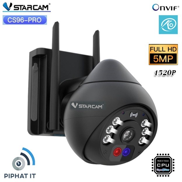 ติดตั้งง่าย (ของแท้)Vstarcam CS96PRO รุ่นใหม่Chip ใหม่ สีดำ รองรับWiFi 5G คมชัด 5ล้าน มีAi คุยตอบโต้