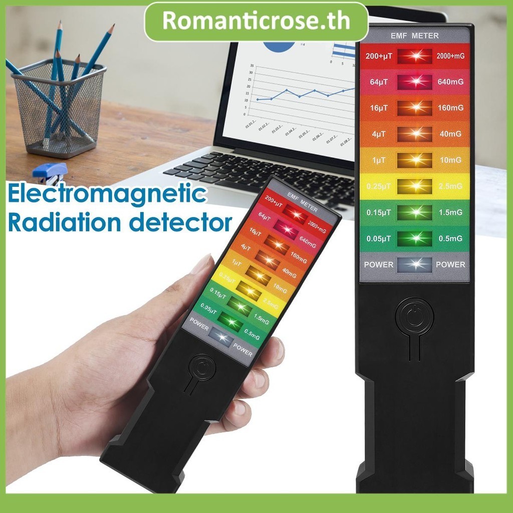 เครื่องตรวจจับรังสีแม่เหล็กไฟฟ้ามือถือ EMF Reader แบตเตอรี่ดําเนินการ EMF Meter Tester SHOPSKC8694
