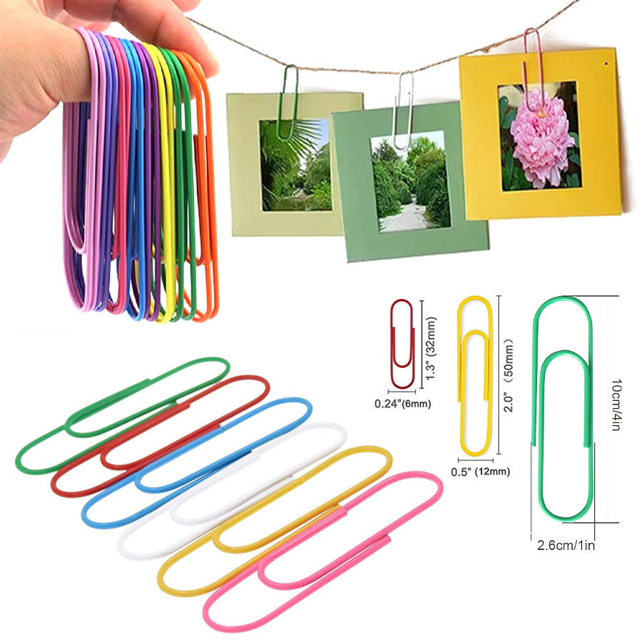 50ชิ้น3.2เซนติเมตร/5เซนติเมตร/10เซนติเมตรคลิปหนีบกระดาษที่มีสีสันทนทานและกันสนิมเคลือบคลิปหนีบกระดาษขนาดใหญ่ที่ดีสําหรับสํานักงานโรงเรียนเอกสารการจัด
