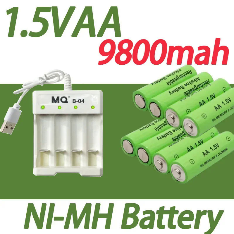 1.5V AA battery 9800mAh rechargeable battery NI-MH 1.5V AA battery used for clocks, mice, computers,