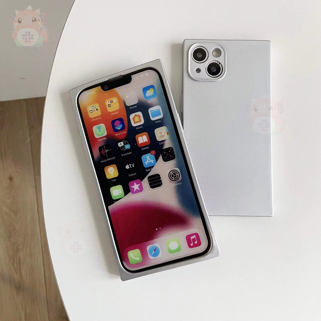 ฝาครอบด้านหลังขอบตรงโลหะสัมผัสสี่เหลี่ยมเหมาะสําหรับ iPhone 15 14 13 12 11 Pro Max XS XR 7 8 Plus SE เปลือก TPU นุ่มดูดซับแรงกระแทก