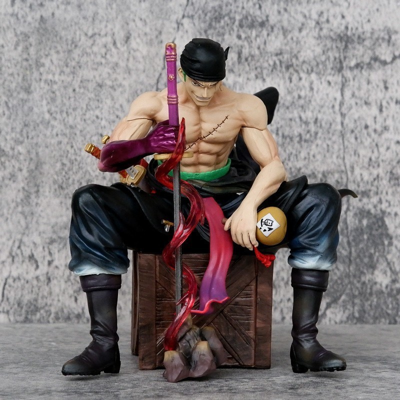 Mega Toys โมเดล ถือดาบนั่ง enma Zoro Seated Series First Edition GK สูง 14 ซม เปลี่ยนหัวได้