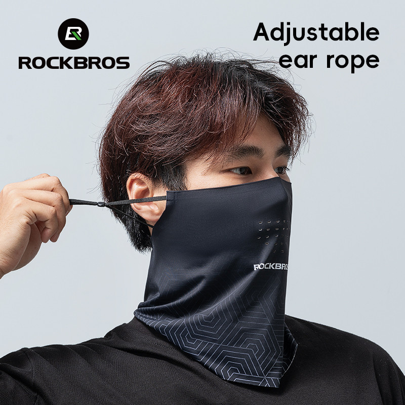【TH Delivery】ROCKBROS หน้ากากผ้าไหมเย็น ป้องกัน UV ระบายอากาศได้ สวมใส่สบาย ผ้าพันคอสำหรับกิจกรรมกลางแจ้ง หมวกจักรยาน อุปกรณ์เสริม