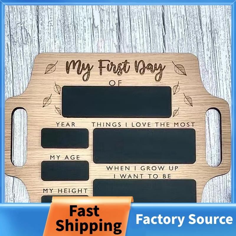 ป้ายวันแรกของโรงเรียน-กระดานภาพหน่วยความจําแบบใช้ซ้ําได้พร้อมที่จับกลับไปโรงเรียนเริ่มต้นสถานรับเลี้