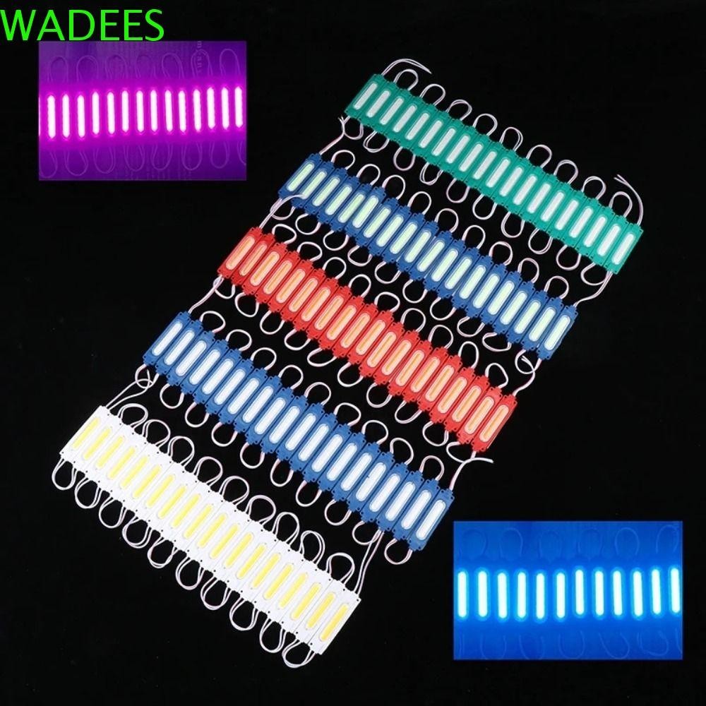 Wadees 10 ชิ้น/ล็อต COB LED โมดูล 12V กันน้ํา สําหรับป้ายโฆษณาและอักษรไฟสว่าง พร้อมไฟท้ายหลากสี
