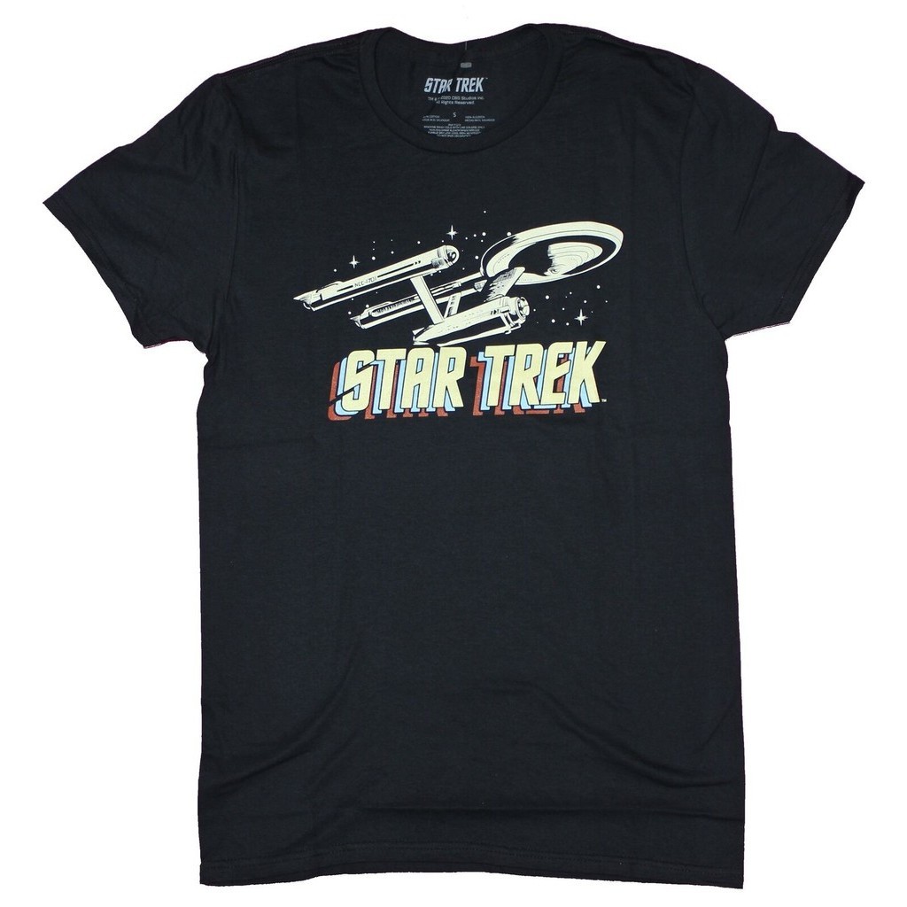 เสื้อยืด Star Trek Mens - Classic Enterprise Over Title