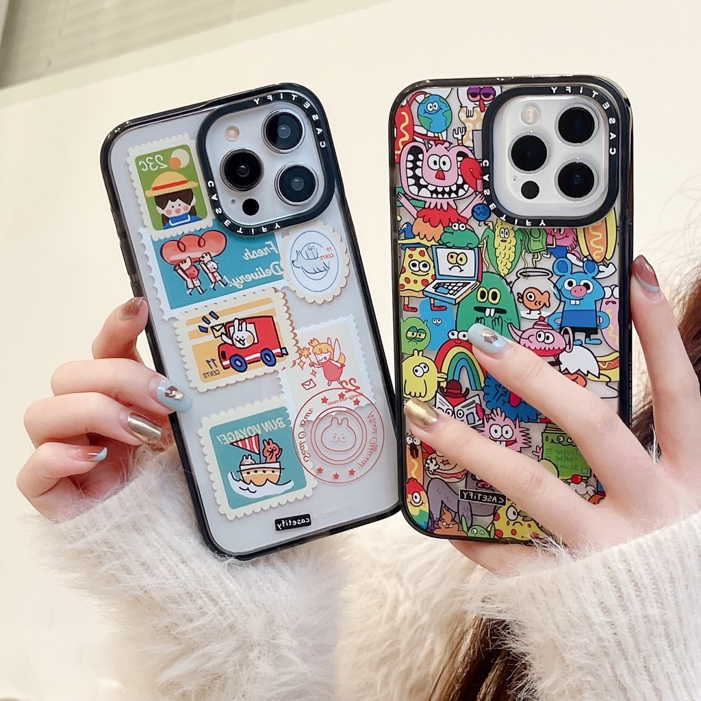 Casetify แสตมป์การ์ตูนพันธมิตรมอนสเตอร์ ​สําหรับ iphone 16promax 15 pro max 14 pro max 14 plus 13 pro max i13 13pro 11 pro max iphone11 12 pro max Clear Case โทรศัพท์กันกระแทก cove