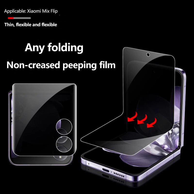 ตัวป้องกันหน้าจอป้องกันการแอบดูสําหรับ Xiaomi Mix Flip Privacy Anti Spy Peeping ฟิล์มภายใน + ฟิล์มป้องกันไฮโดรเจลด้านหน้า