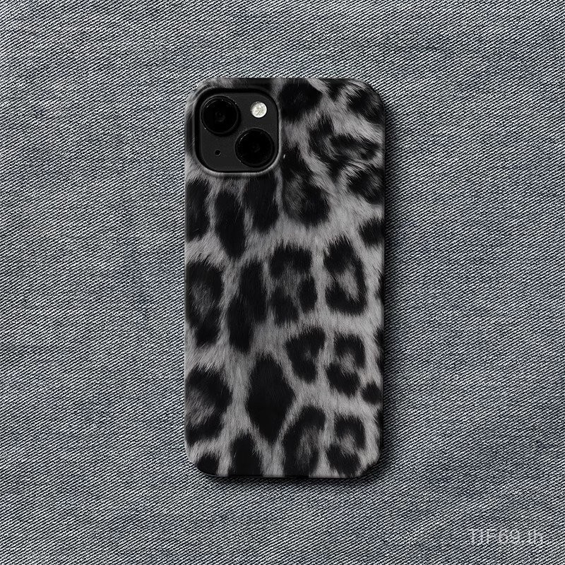 Spicy Cool High Value Grey Leopard Print Apple Phone Case เข้ากันได้กับ iPhone 7plus 11PROMAX XR 15pro XS xsmax 15 12 13 14 PROMAX เคสแข็งทนทาน11 14 12 13 Pro เคสโทรศัพท์มือถือ8Plus ไม่รวมปุ่ม yklv