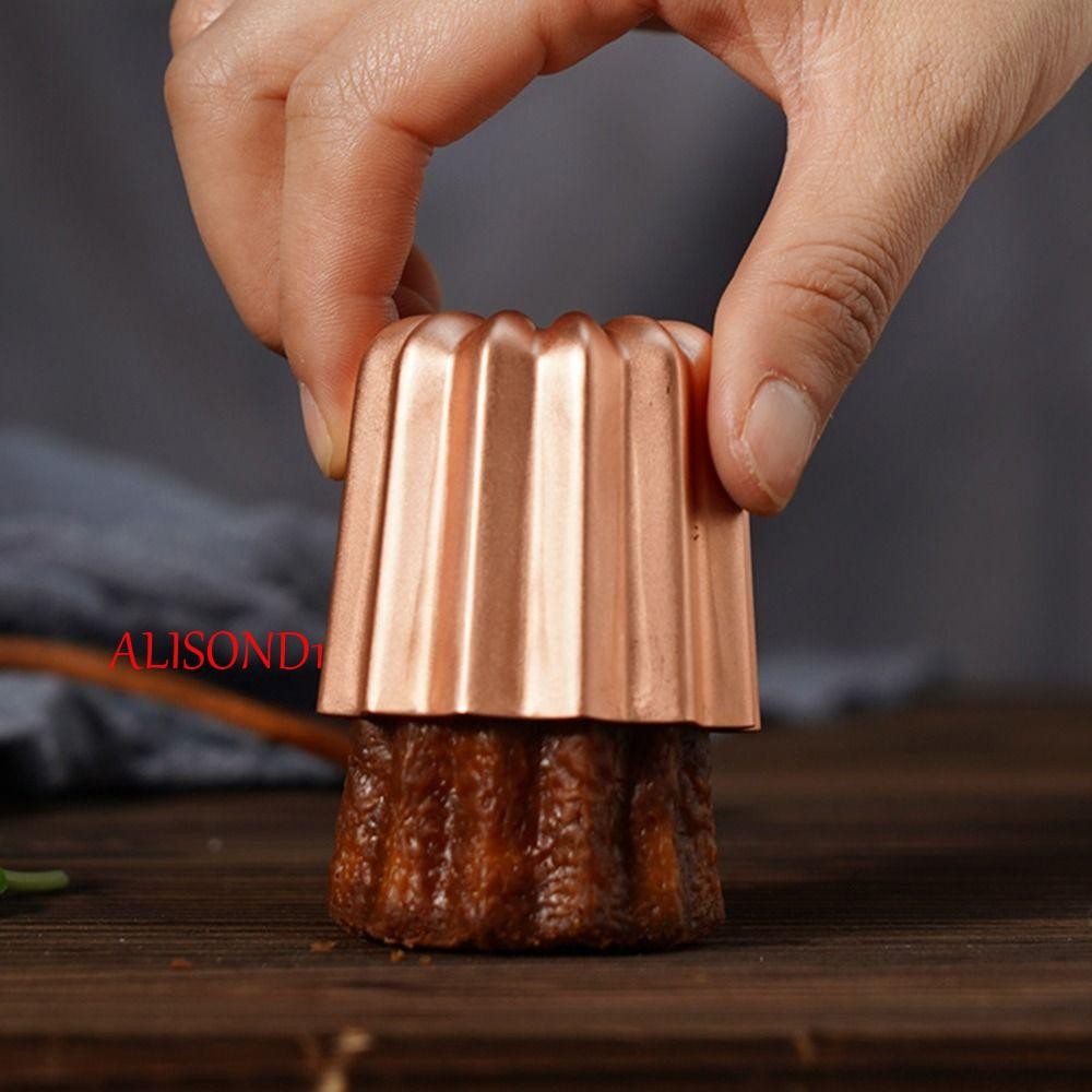 Alisond1 4 ชิ้น Cannele แม่พิมพ์, Non-stick สไตล์ฝรั่งเศส Canele Mould, Handmade อลูมิเนียมอัลลอยด์ Mini Custard