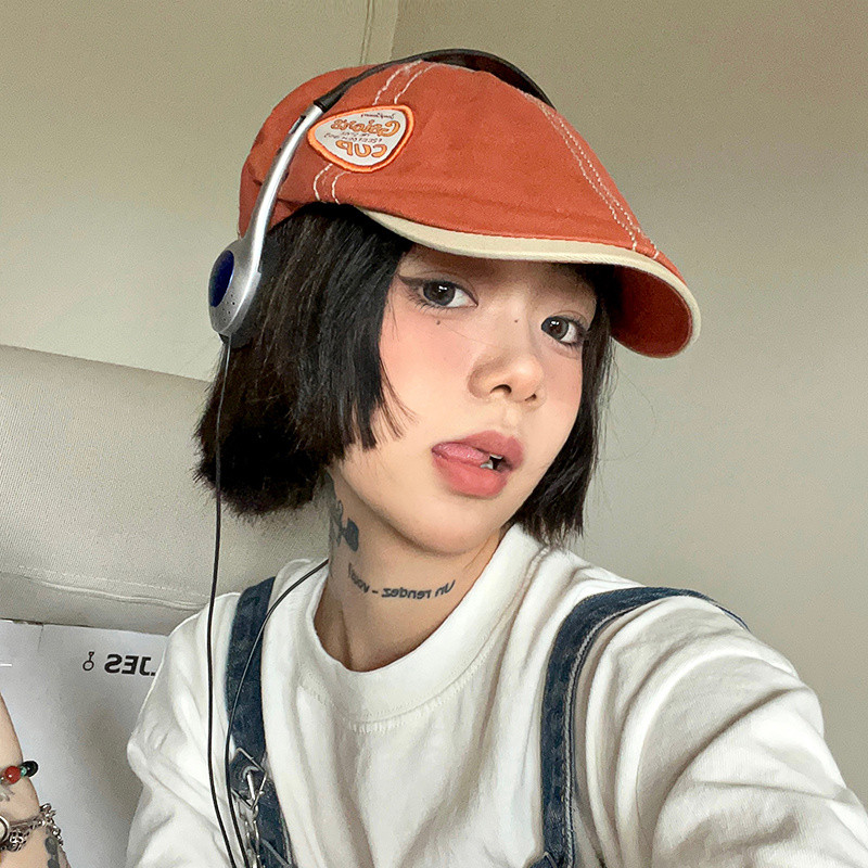 Y2k อเมริกันน่ารัก Newsboy หมวกหญิงแฟชั่น Retro Letter Beret สวย