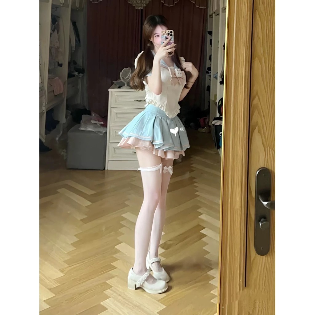 MOYES 🌸สูทสาวฮอต เสื้อแขนสั้นสีหวาน เสื้อท่อนบน กระโปรงพองๆ ครบชุดรับซัมเมอ - รูปที่ 7