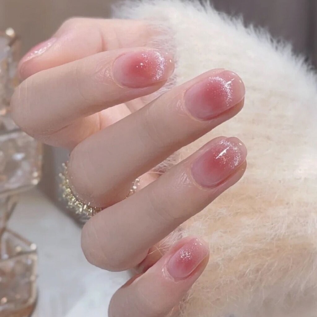 PPHOO เล็บปลอม เล็บมือ สีสวย เล่นแสง กริตเตอร์ ระยิบระยับ สำเร็จรูป 24ชิ้น