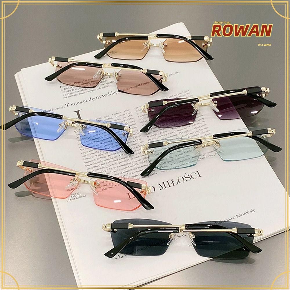 Rowans แว่นตากันแดดไร้กรอบ, Y2K UV400 แว่นกันแดดทรงสี่เหลี่ยมผืนผ้าไร้ขอบ, แว่นตาแฟชั่นสําหรับผู้หญิงและผู้ชาย