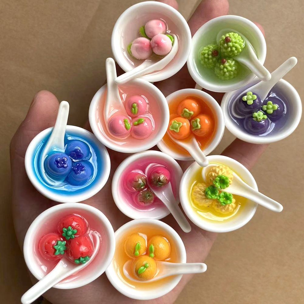 5 ชิ้น/แพ็ค 40*40 มม.Noctilucent ข้าวผลไม้ Dumpling เรซิ่น Flatback วัสดุ DIY สําหรับจี้ Hairpin เคสโทรศัพท์ตกแต่ง