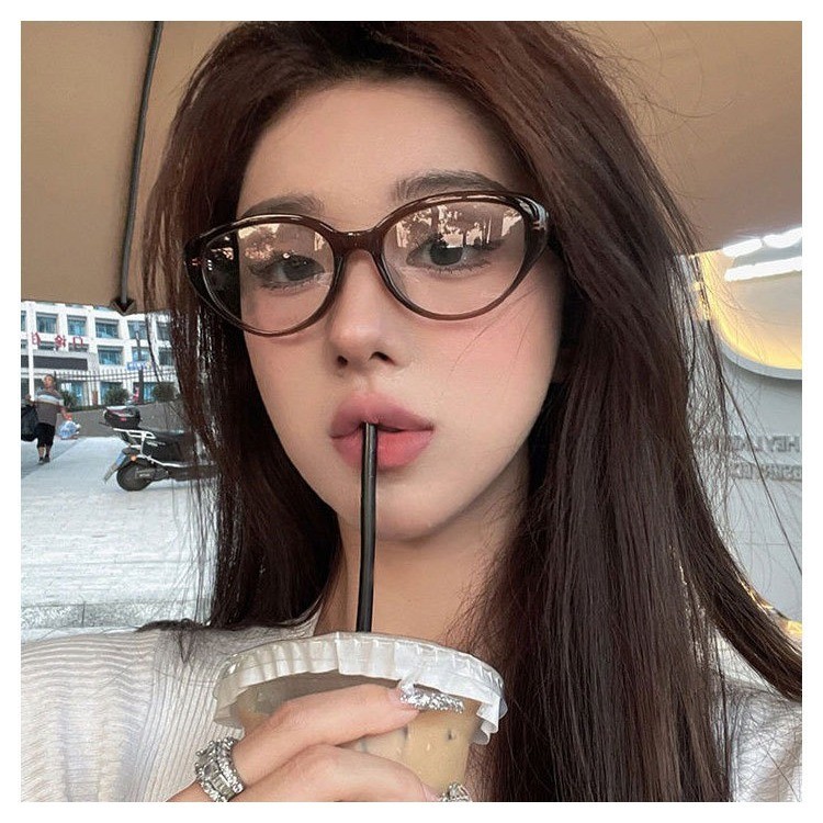 (-0 °~-400 °) Retro Maillard cat eye กรอบแว่นตาสีดําสแควร์รอบใบหน้าจอแสดงผล leptin beauty artifact ป