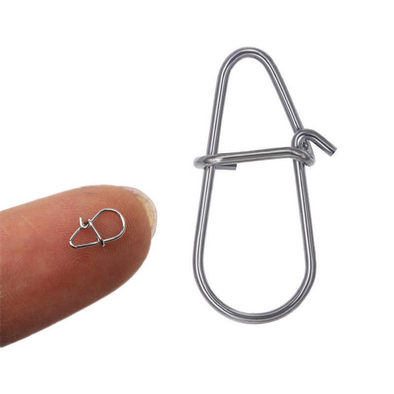 50pcs 000 #-4 # สแตนเลสตกปลา Nice Snap Hooked Snap Pin Fastlock คลิปอุปกรณ์เสริม Tackle สําหรับ Barrel หมุน Lure hook