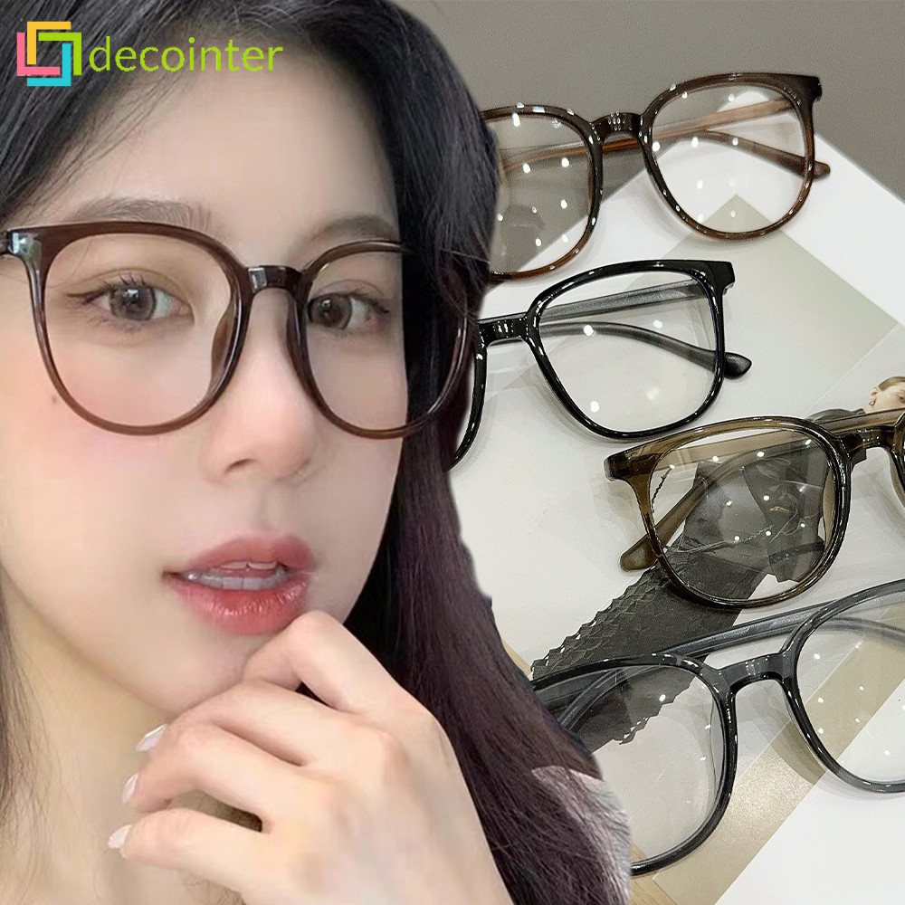 แว่นตากรอบกลมแฟชั่น - แว่นตาป้องกันแสงสีฟ้าสีน้ําตาลย้อนยุค - แว่นตาแสงแบนทรงสี่เหลี่ยมคลาสสิก