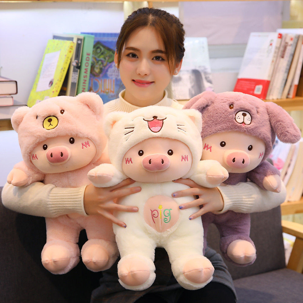 ตุ๊กตาหมูน้อยน่ารักหมูน้อยน่ารักของเล่นตุ๊กตาหมูการ์ตูน แร็กดอลล์ เตียงสาวถือนอนตุ๊กตาสาวน่ารัก