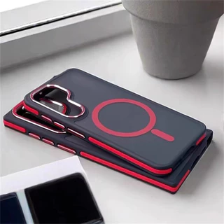 คู่สีหรูหรา Matte เคสโทรศัพท์แม่เหล็กสําหรับ Samsung Galaxy S24 S23 S22 Ultra S23 Plus S23FE 24 + ไร้สายชาร์จกันกระแทก Anti Scratch Anti-ลายนิ้วมือปลอก