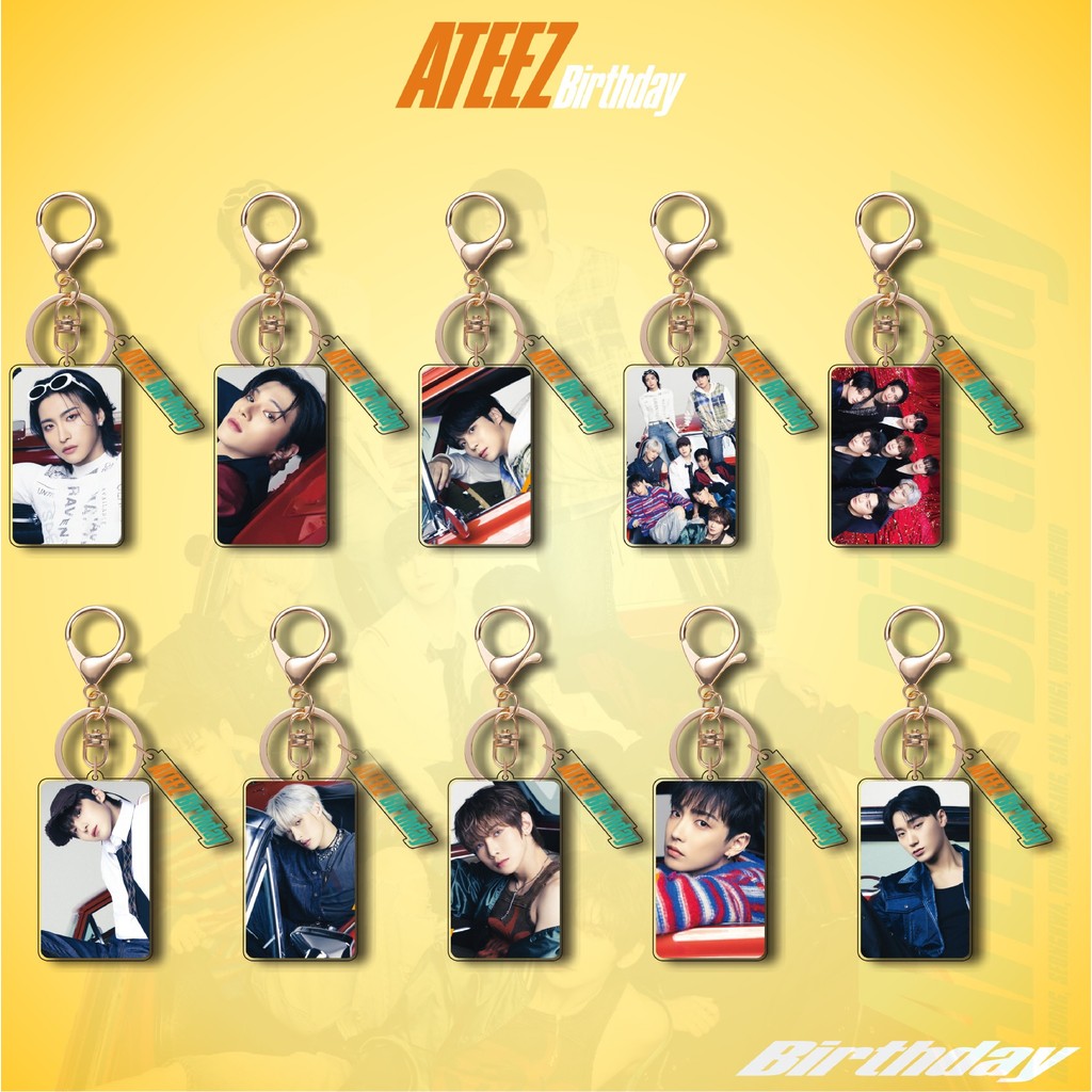 Kpop ATEEZ อะคริลิคพวงกุญแจวันเกิดพวงกุญแจจี้กระเป๋า Hongjoong Seonghwa Yunho Yeosang