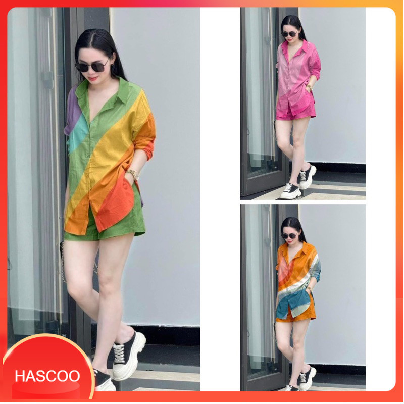 ชุดผู้หญิง ชุด Chic Going Out เสื้อ กางเกงขาสั้น - HASCOMO T61