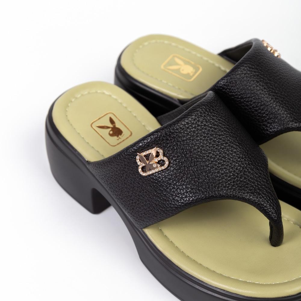 Playboy รองเท้าแตะส้นหนา ลิขสิทธิ์แท้ รุ่น ST-H243C1182 ดีไซน์รองเท้าส้นหนาแบบหนีบ มี 2 สี สีขาวและสีดำ