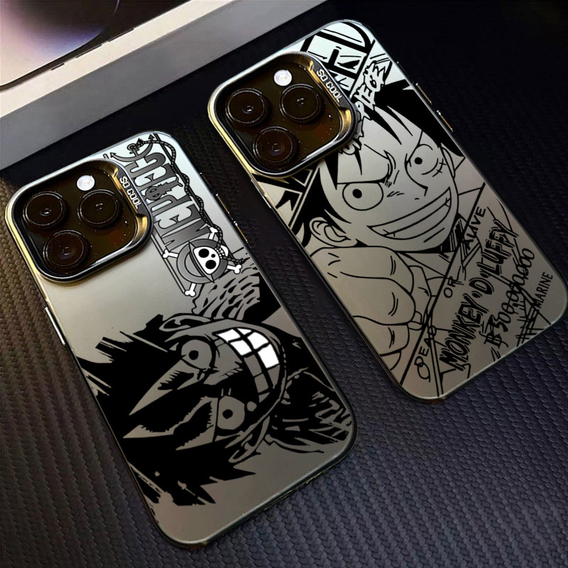 ปลอกสําหรับ Xiaomi Mi 11 Lite 5G NE Mi 14 13 12 12T 13T Pro Poco F6 F5 X5 X6 M6 Pro 4G น่ารักการ์ตูน One Piece Luffy โลหะปกแข็งกันกระแทก