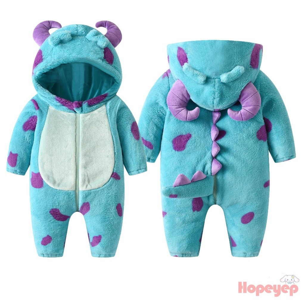 Zjtjj-infant ขนแกะ Jumpsuit การ์ตูนสัตว์ฮอร์น Hooded Warm Thicken ฤดูหนาว Rompers Outwear Snowsuit สําหรับทารกหญิงและเด็กชาย