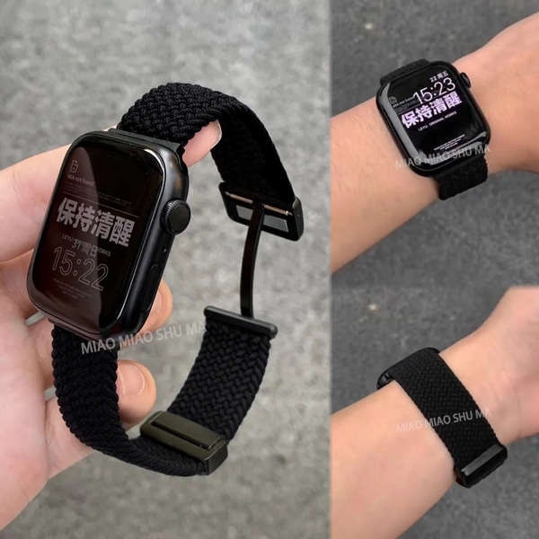 สาย applewatch สาย iWatch แม่เหล็กทอระบายอากาศใหม่เหมาะสําหรับ Apple Watch AppleWatch 98765SE ฤดูร้อ