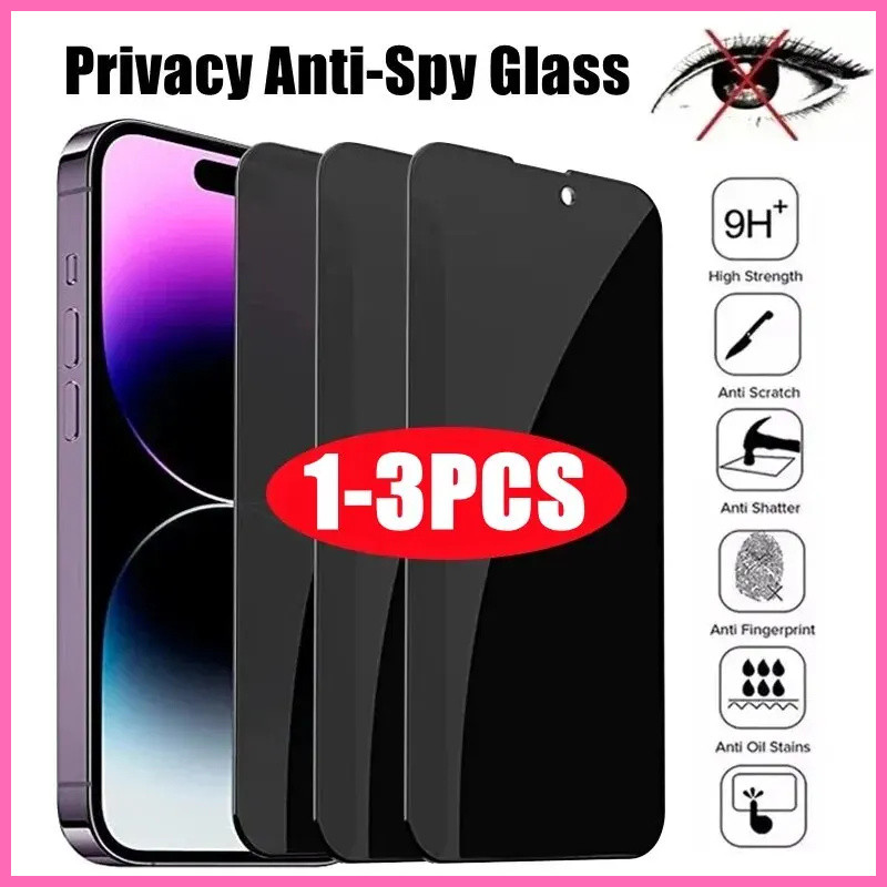 3 ชิ้น Anti-Spy ความเป็นส่วนตัวกระจกนิรภัยสําหรับ iPhone 16 15 14 13 12 11 Pro Max XR X XS Max 7 8 14 15 16 Plus SE Anti-Spy ความเป็นส่วนตัวกระจกนิรภัยป้องกันหน้าจอ