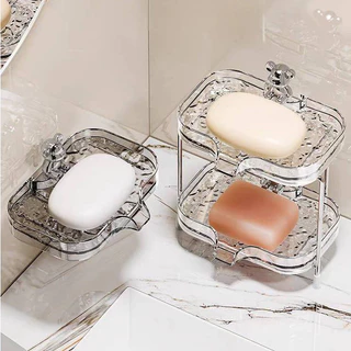 ชั้นวางสบู่🧼วางฟองน้ำ🐻ฟรีโมเดลน้องหมี🐻สุดน่ารัก [แบบ 1 ชั้น / 2ชั้น + ขาตั้ง] ดีไซน์เรียบหรู น่าใช้สุดๆ พร้อมส่ง