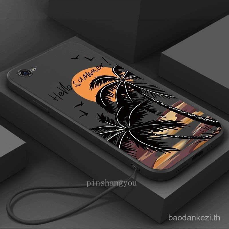 ปลอก VIVO y81i V5 y81s Y83 Y53 n7vd Y71 y71i เคสโทรศัพท์พร้อมเชือกเส้นเล็ก aesthetic ซิลิโคน TPU Soft SHELL ฤดูร้อนต้นมะพร้าวออกแบบใหม่เคสกันกระแทก