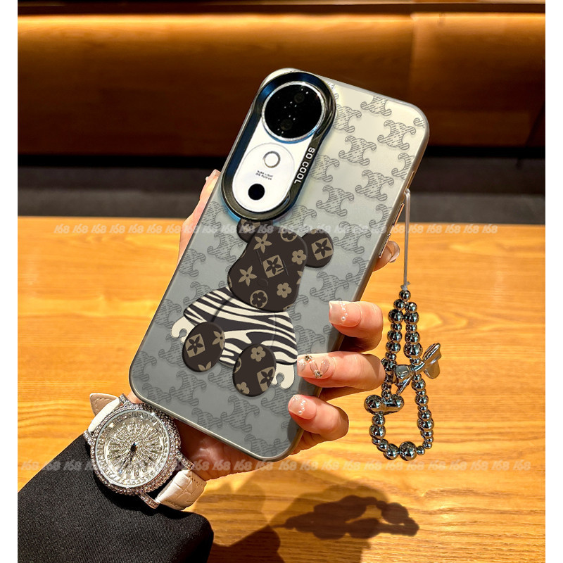 เคส Vivo V40 V30 5G เคส Vivo V30 V40 Pro เคสการ์ตูน Bearbrick หมีกันกระแทกพร้อมเชือกเส้นเล็กสายสะพายสายอินเทรนด์แบรนด์เคลือบฮาร์ดโทรศัพท์