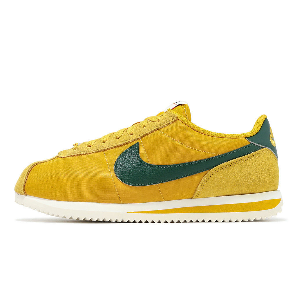 Nike Casual Shoes Cortez TXT ผู้ชายสีเหลืองสีเขียว Retro Time Suede Forrest Gump [ACS] DZ2795-702