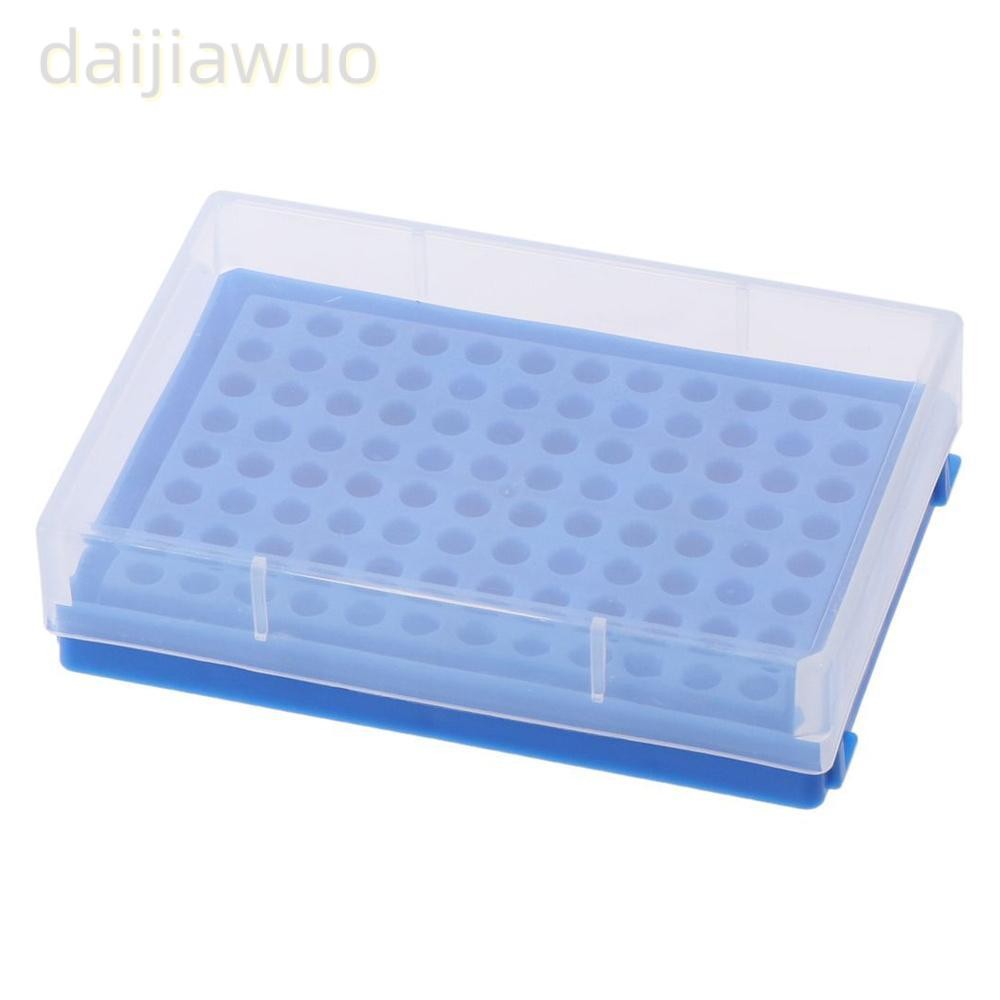 Daiji 2 ชิ้น PCR Tube Rack, 13 ซม.* 9 ซม.*3 ซม.PP Microcentrifuge Tubes Rack, Reused 96 หลุม Blue PCR แผ่นแถบหลอด