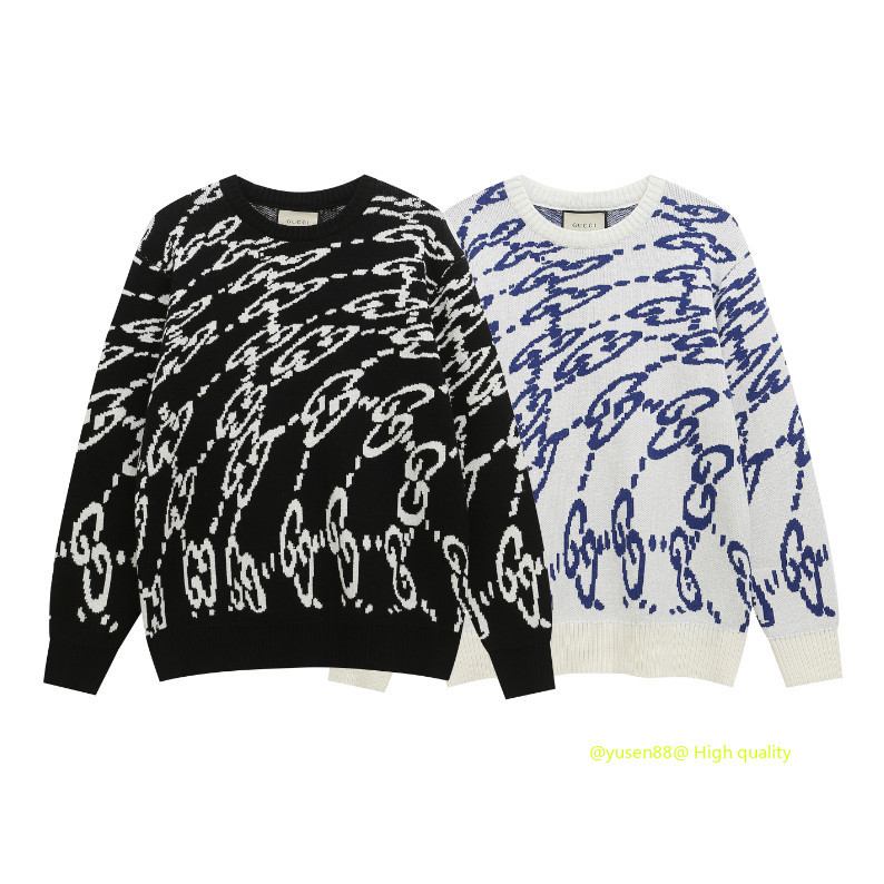 **** Hot ** สไตล์ใหม่ GG Letter Full Body Jacquard ถักเสื้อสวมหัวผู้ชายผู้หญิงสไตล์เดียวกัน