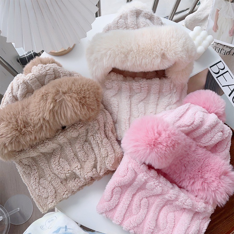 ชุดหมวกผ้าพันคอ-unisex Fluffy Earmuffs Cap-หน้ากากป้องกันหู-ให้ความอบอุ่น,กันลม-สําหรับฤดูหนาวขี่กลางแจ้ง-แฟชั่น, Jacquardกํามะหยี่สองด้าน - รูปที่ 6
