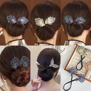 อารมณ์ดัดผมกิ๊บติดผมสําหรับผู้หญิง 2025 ใหม่ดอกไม้สีฟ้าม้วนผมบุญ Headwear หมุน Hairband