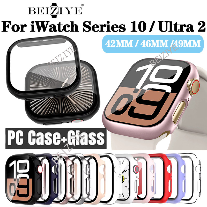 2in1 กระจกนิรภัย + กรณี iWatch Series 10 46 มม.42 มม.ป้องกันหน้าจอ Hard PC กรอบกันชนสําหรับ iWatch Ultra 2 49 มม.อุปกรณ์เสริม