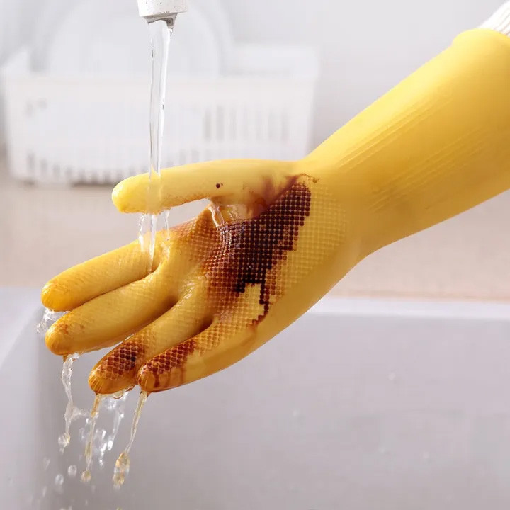 ถุงมือ ถุงมือยางpvcหนา ถุงมือยาวยืดหยุ่นกันน้ำ ​ถุงมือเอนกประสงค์ ใช้ซ้ำได้ ป้องกันผิวหนัง